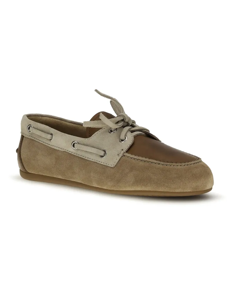 Miu Miu Women's Loafers Leather & Suede Ecru-Cinnamon Calf Ecru/cinnamon Beige