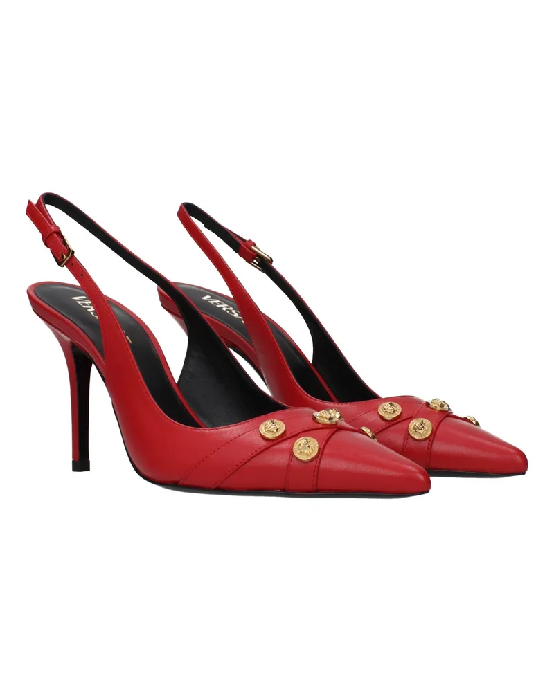Versace Women's Red Leather High Heel Pumps Red