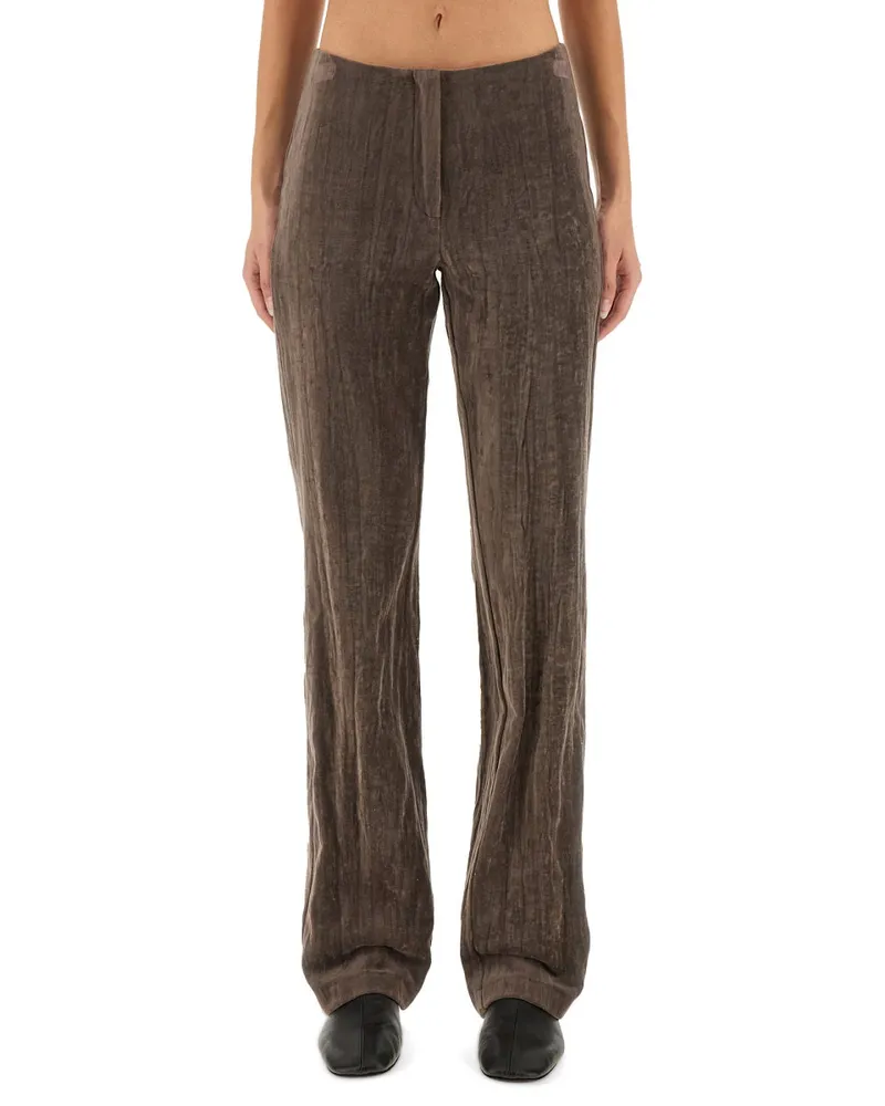 ALYSI Velvet Crinkle Trousers — Brown Brown