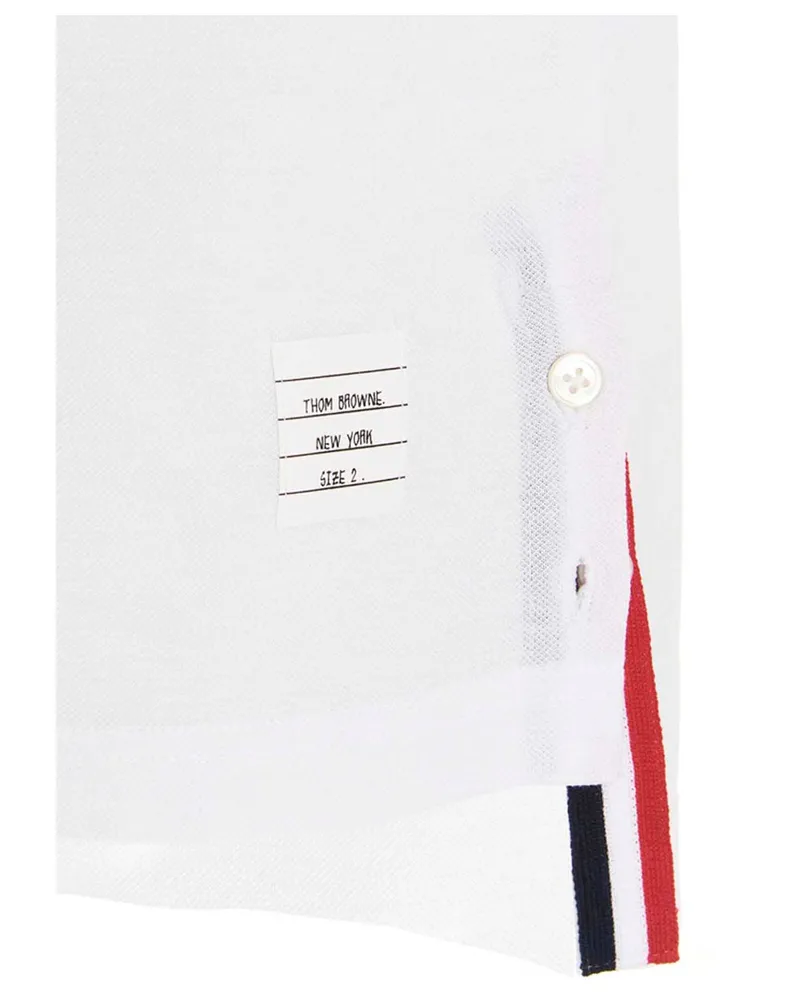Thom Browne Striped-Pocket Cotton Piqué Polo Shirt — White White