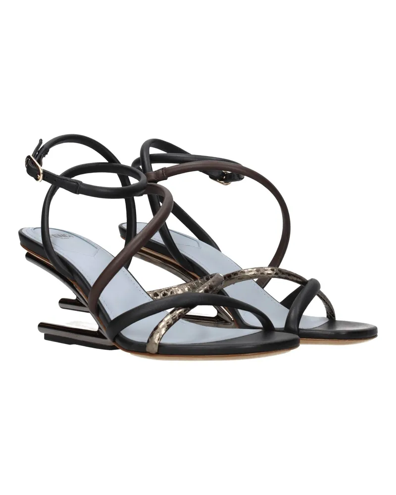 Fendi Women's Multicolor Leather Flat Sandals Multicolor