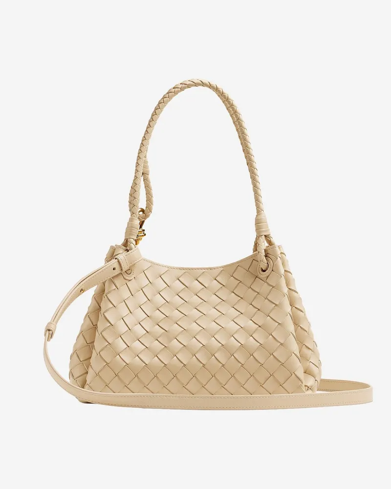 Bottega Veneta Women's Shoulder Bag Andiamo Parachute Beige Domesticated Lamb Leather Beige