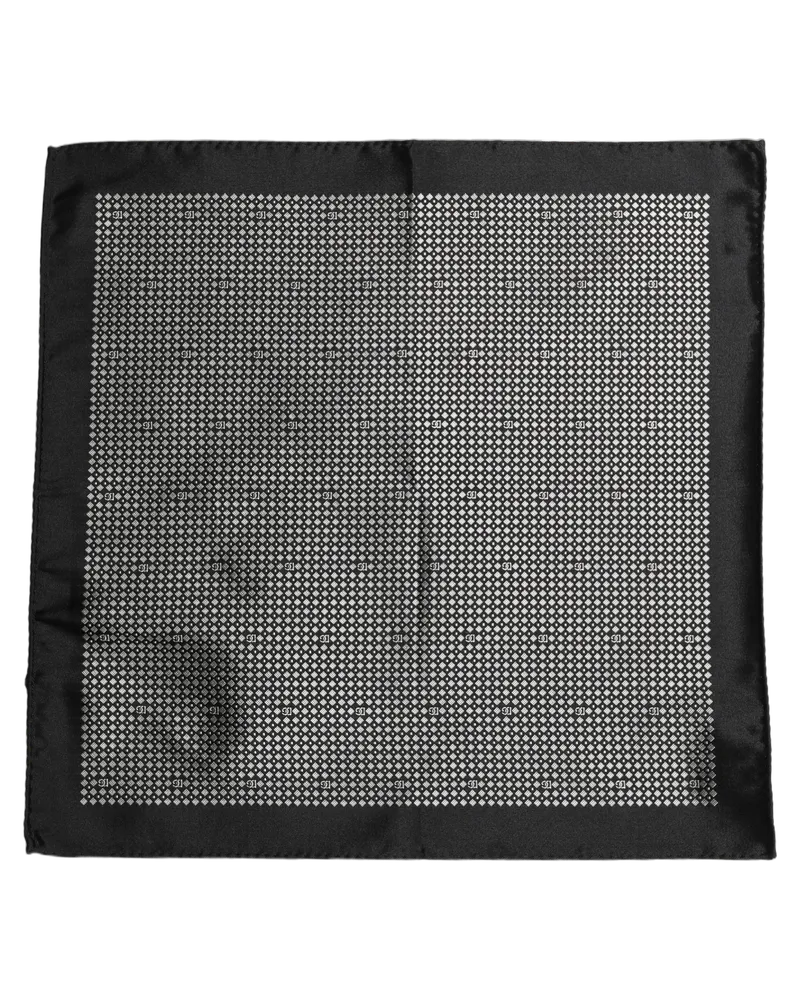 Dolce & Gabbana Micro-Geometric Silk Pocket Square — Black Black