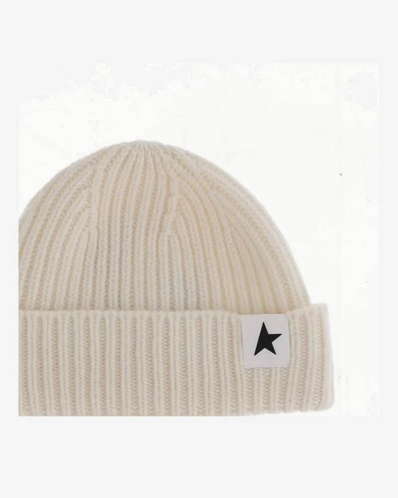 Golden Goose Unisex Wool Cap With Logo White Hat White
