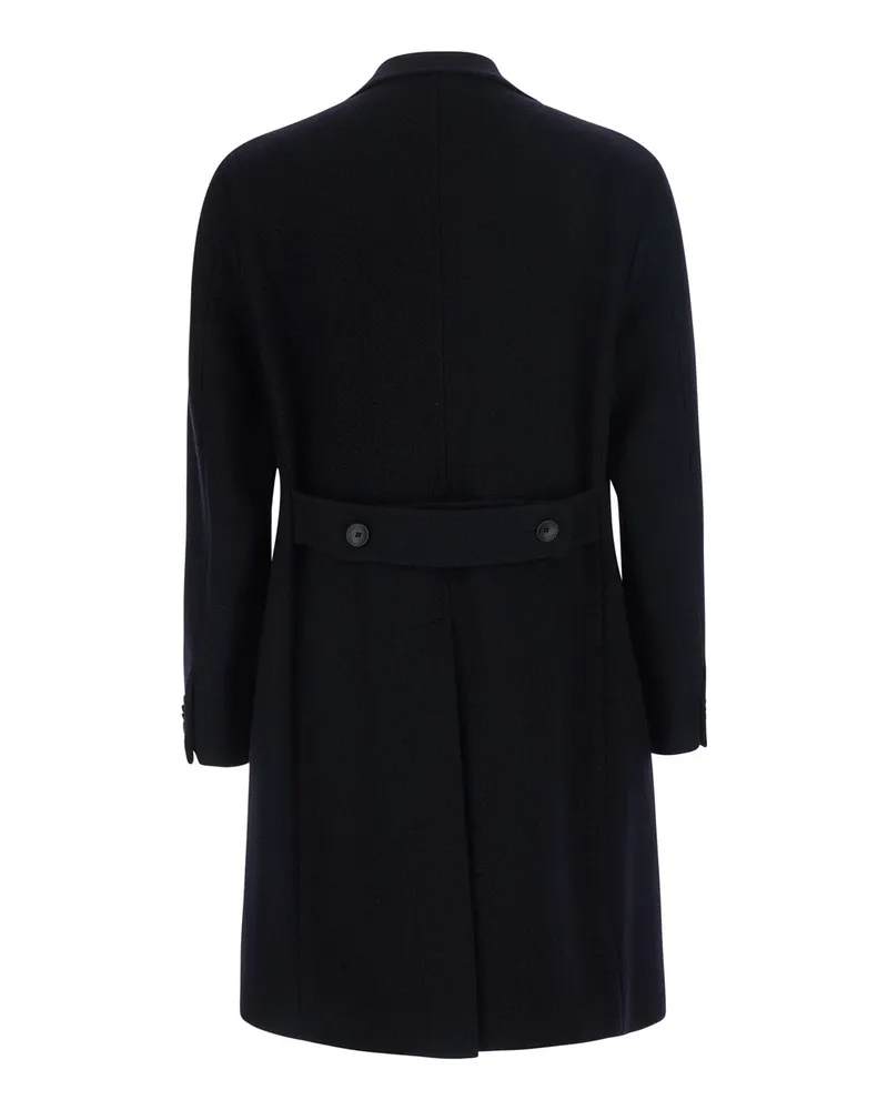 Tagliatore Men's Coat Double-Breasted Wool Blue Navy