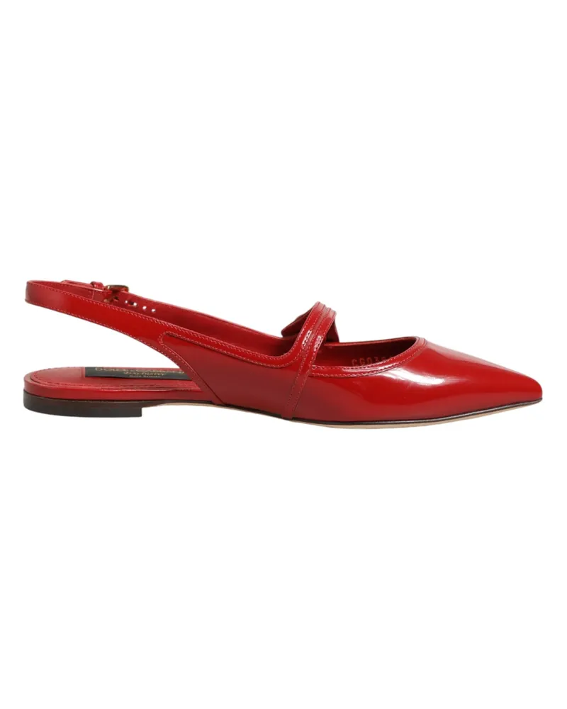 Dolce & Gabbana Women's Red Leather Slingback Flats Sandals Shoes 100lf Red