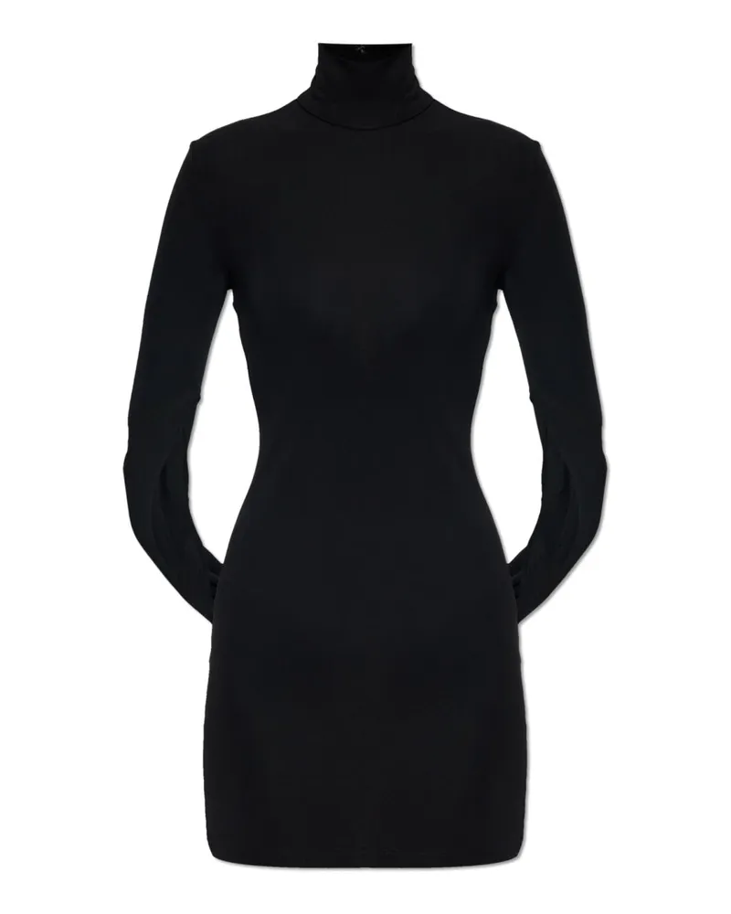Alexander Wang Draped Lyocell Mini Dress — Black Black