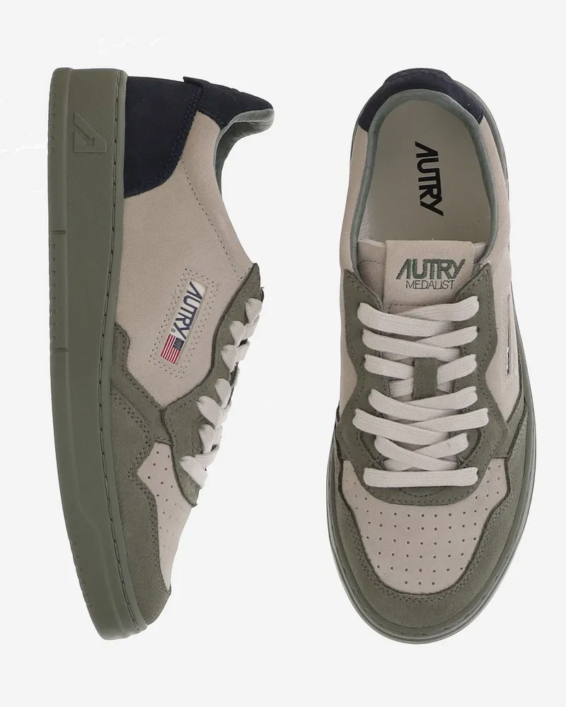 AUTRY Men's Sneakers Medalist Low Multicolour Suede Cow Leather Trainers Multicolor