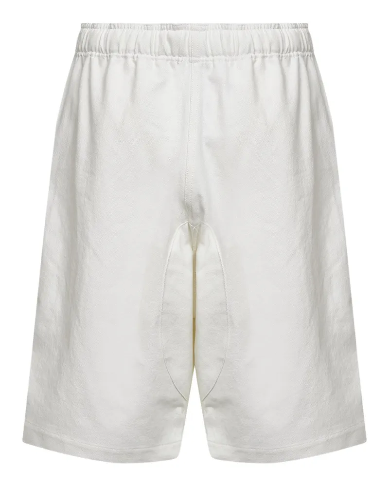 Studio Nicholson Men Salt Slub Cotton Twill Bermuda Shorts White White