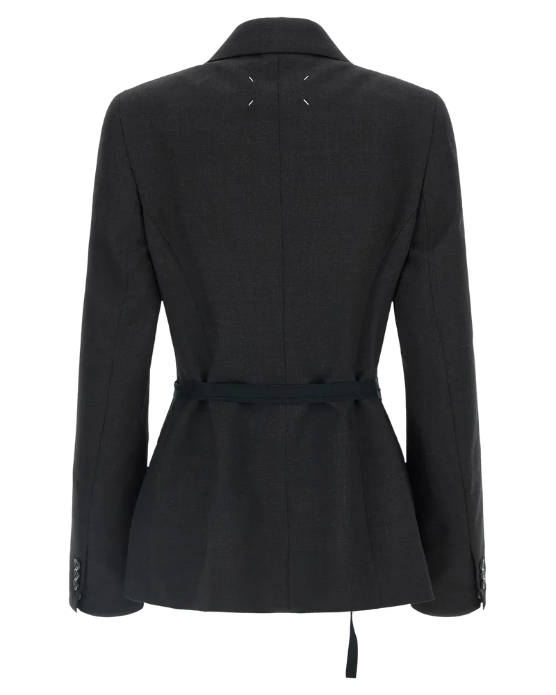 Maison Margiela Wool Belt-Style Blazer — Gray Gray
