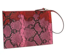 Snake-Print Recycled Leather Clutch — Pink