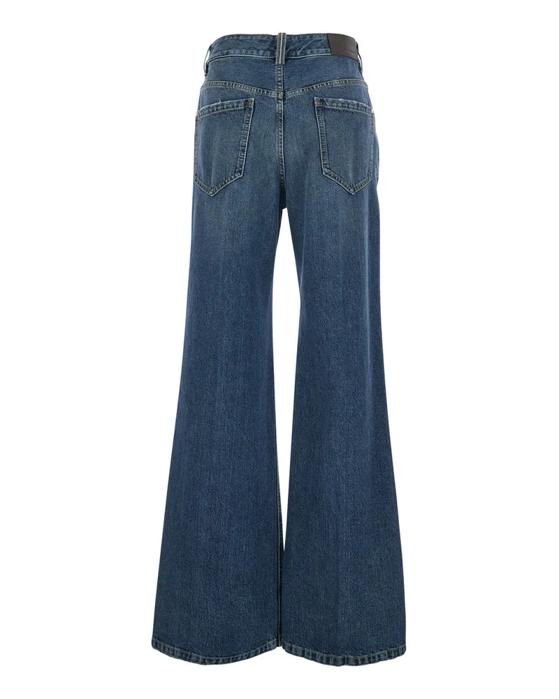 Brunello Cucinelli Women's Jeans With Monil Detail, Blue Denim Blue