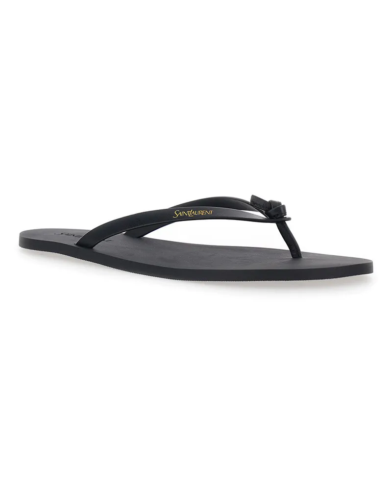 Saint Laurent Cassandra Flip-Flops — Black Black