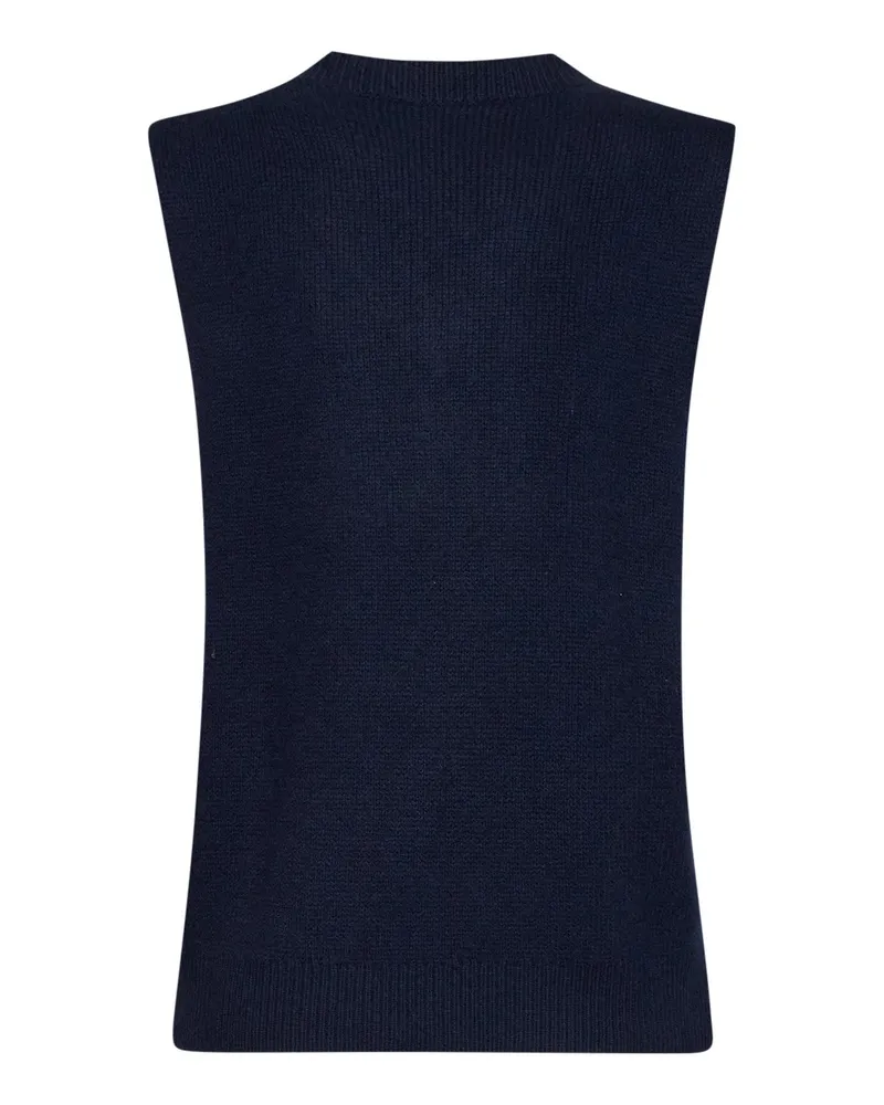 Max Mara Embroidered Wool Blend Vest — Blue Blue
