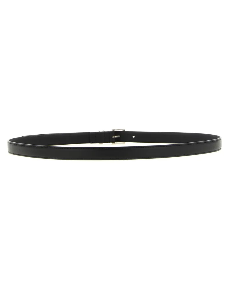 Saint Laurent Men's Black Calfskin Regular Belt Black
