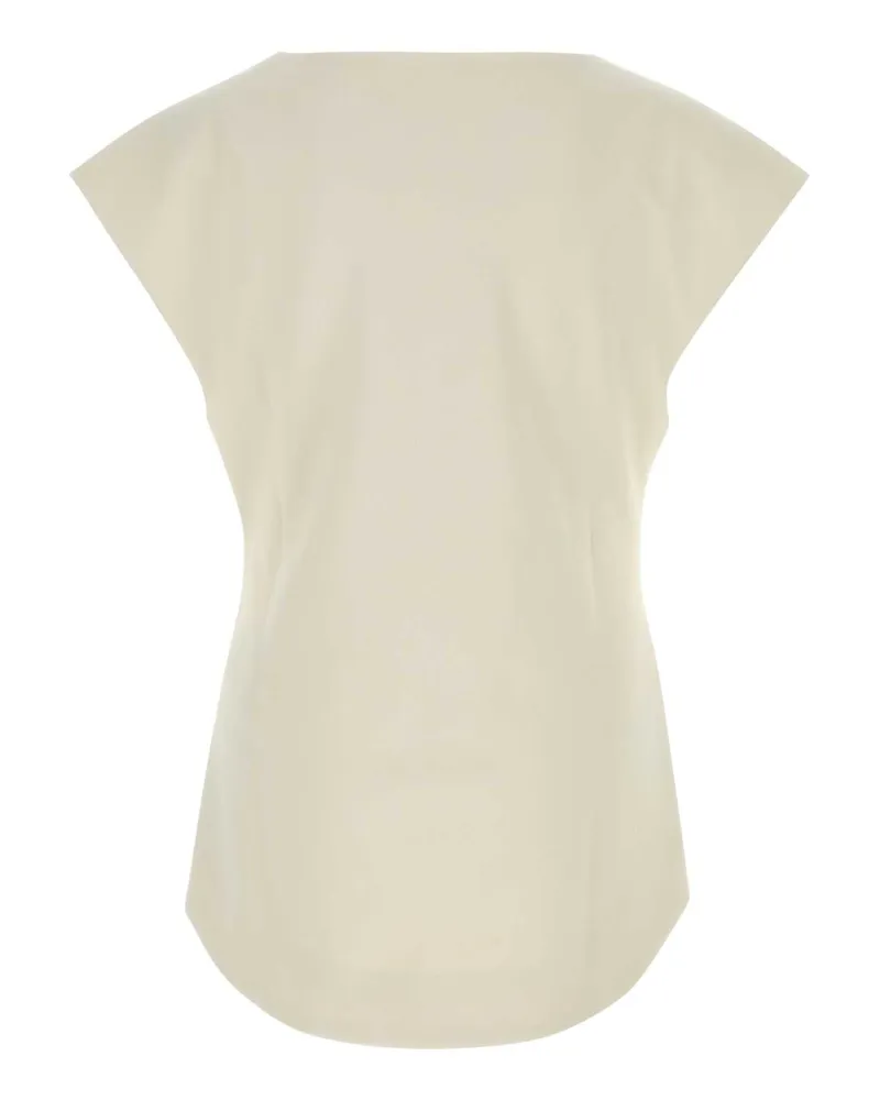 Entire Studios Unisex Sand Stretch Polyester Blend Deep Vee Tank Top Fondant Maglie Beige