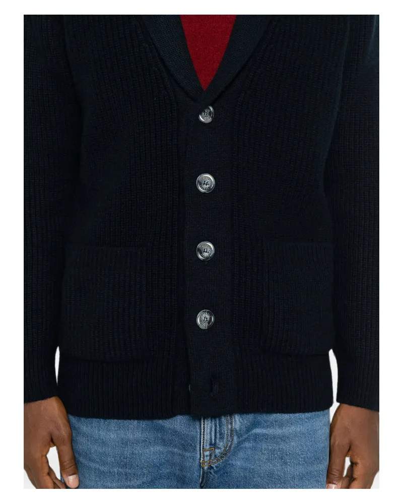 Fedeli Shawl-Collar Cashmere-Blend Cardigan — Navy Navy