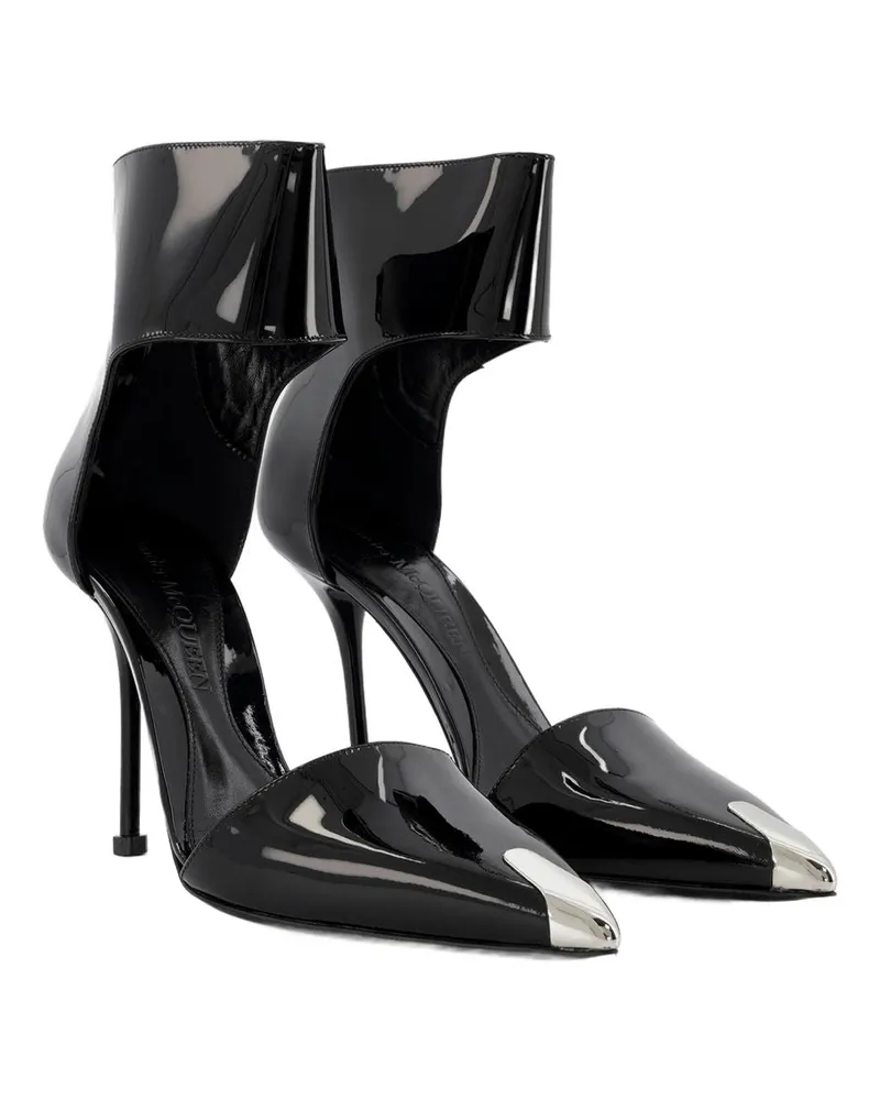 Alexander McQueen Women's Sandals Black-Silver Leather Shoes Black