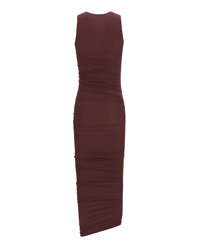 Wolford Women's Asymmetric Semi-Sheer Midi Dress Wild Plum Polyamide; Elastane Purple