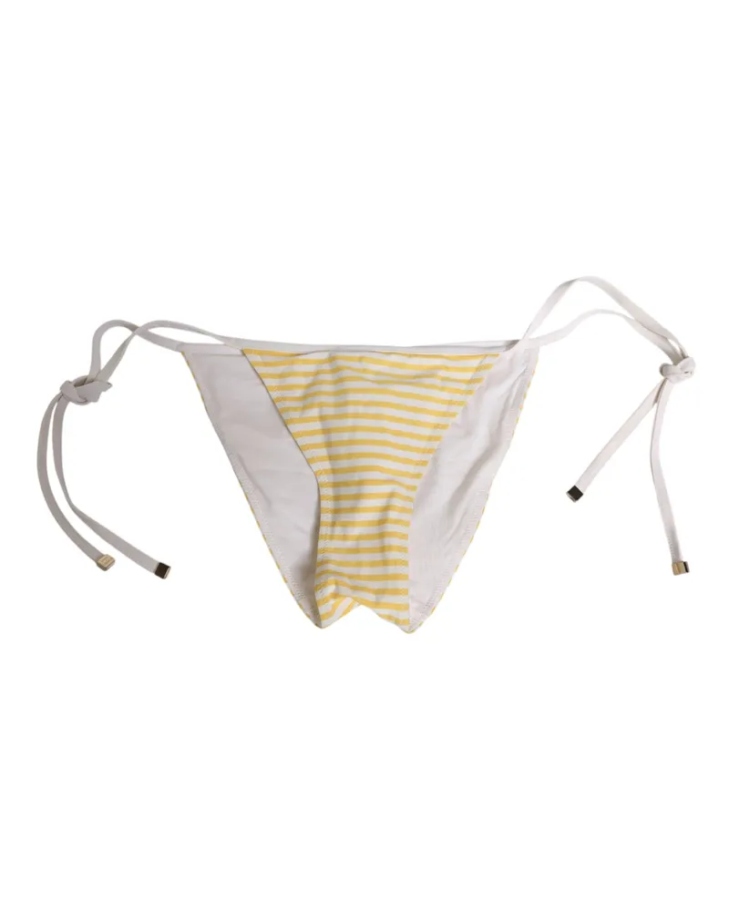 Dolce & Gabbana Women White Yellow Stripe Tie Side Logo Underwear Polyamide Dress White