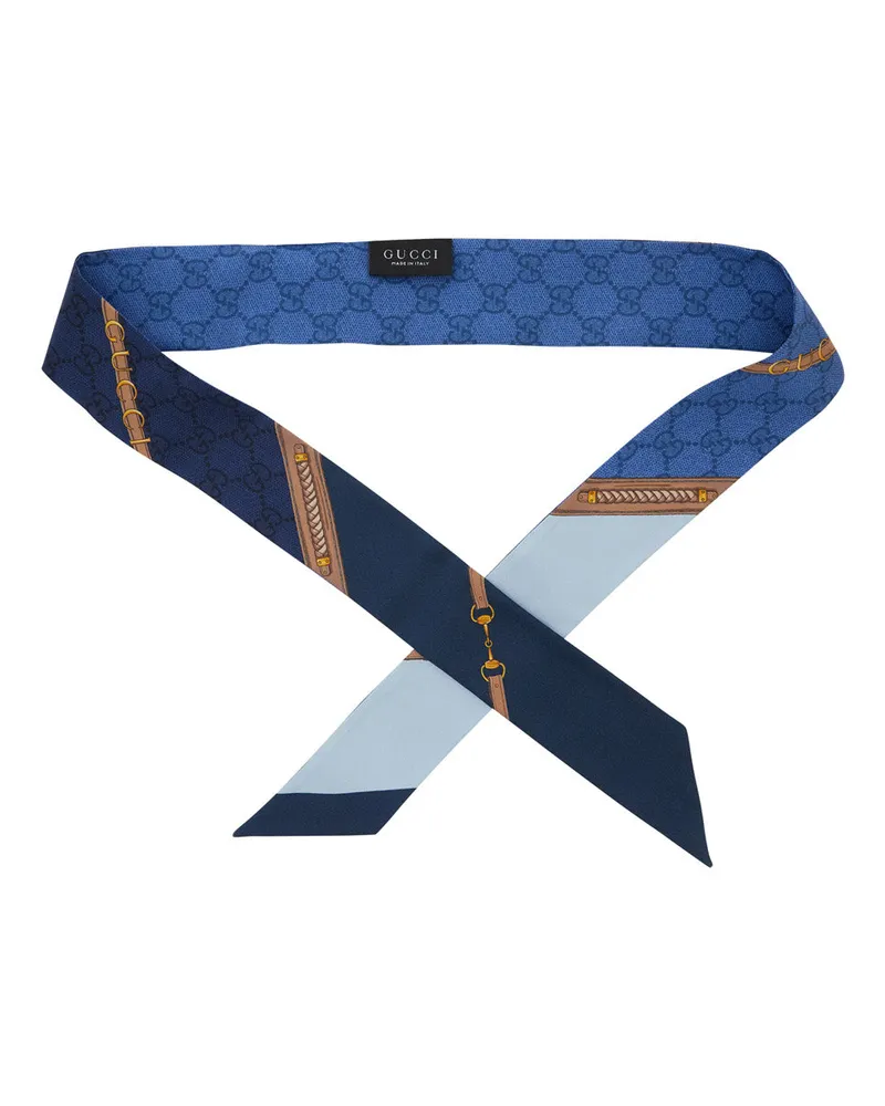 Gucci Silk All-Over GG Print Scarf — Blue Blue