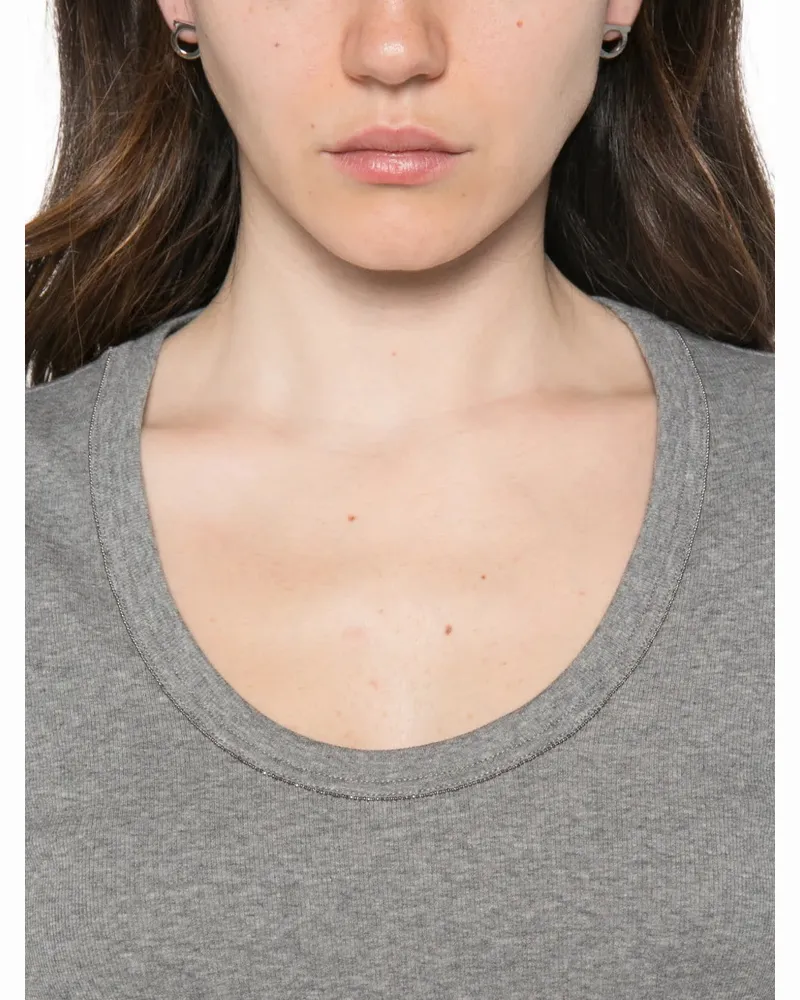 Fabiana Filippi Women's Embellished Scoop-Neck T-Shirt Ss26 W Grey