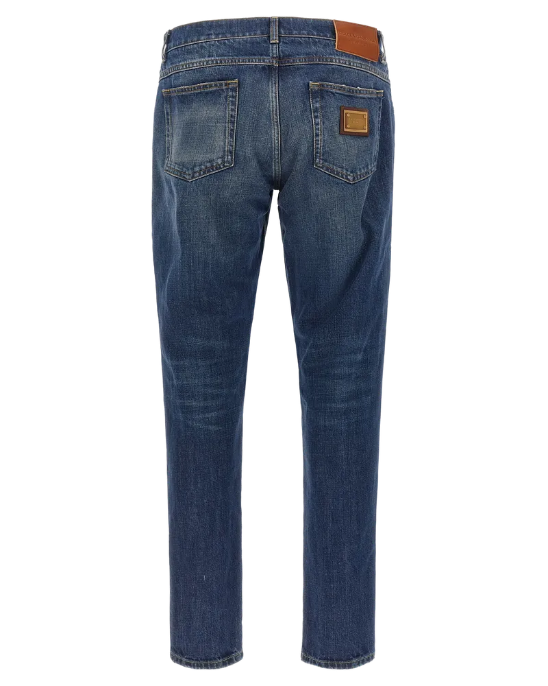 Dolce & Gabbana Men's Blue Cotton Straight-Leg Jeans Clothing Blue