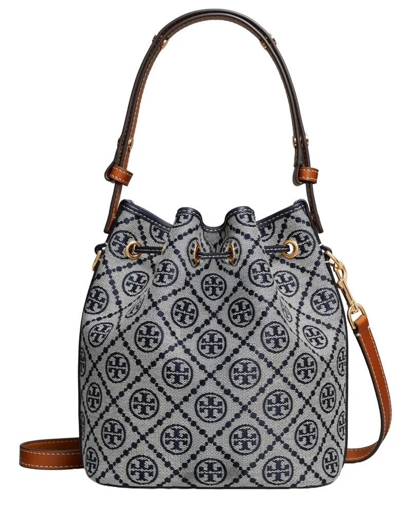 Tory Burch Women's Bucket Bag T-Monogram Blue Shoulder Blue
