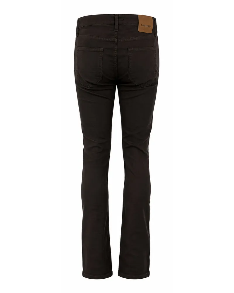 Tom Ford Men's Slim Fit Brown Cotton Jeans Brown