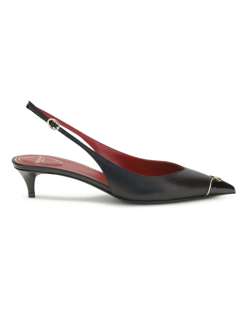 Valentino Garavani Women's Vlogo Signature Kitten-Heel Slingback Pumps Nero High Heel Shoes Black