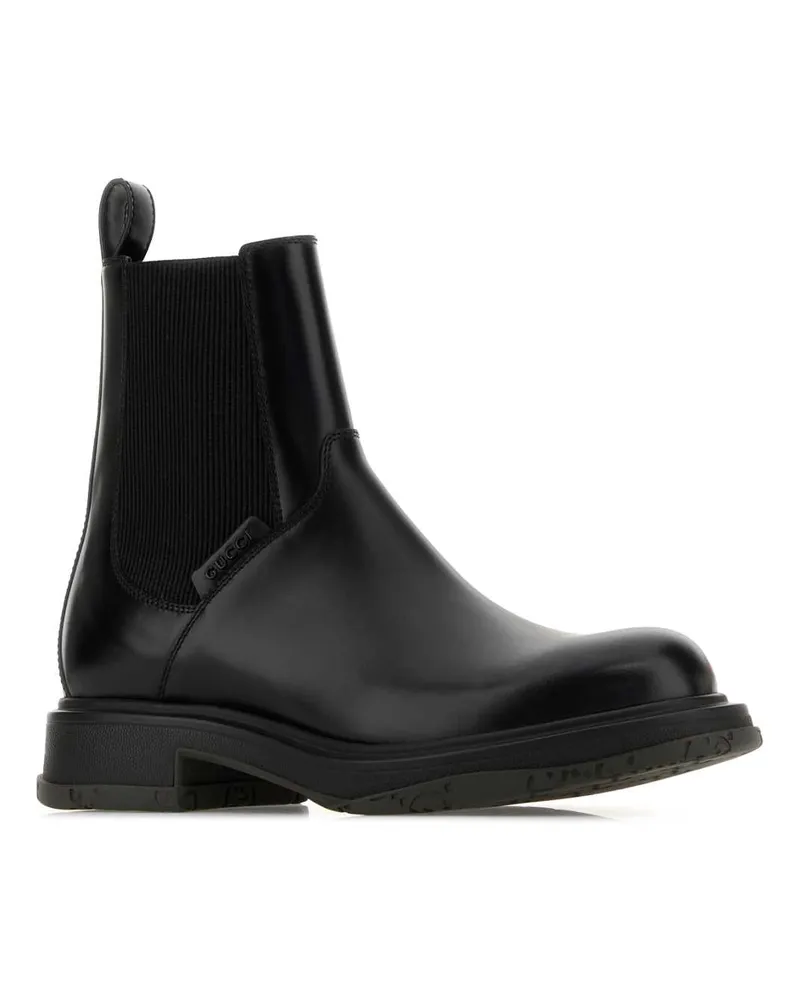 Gucci Men's Black Leather Ankle Boots Blackblackblack Stivali Black