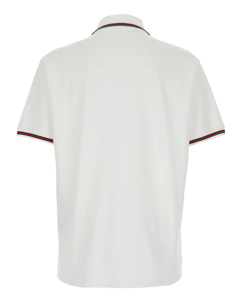 Gucci Men's Polo Shirt White Cotton With Web Detail T-Shirts And Polos White