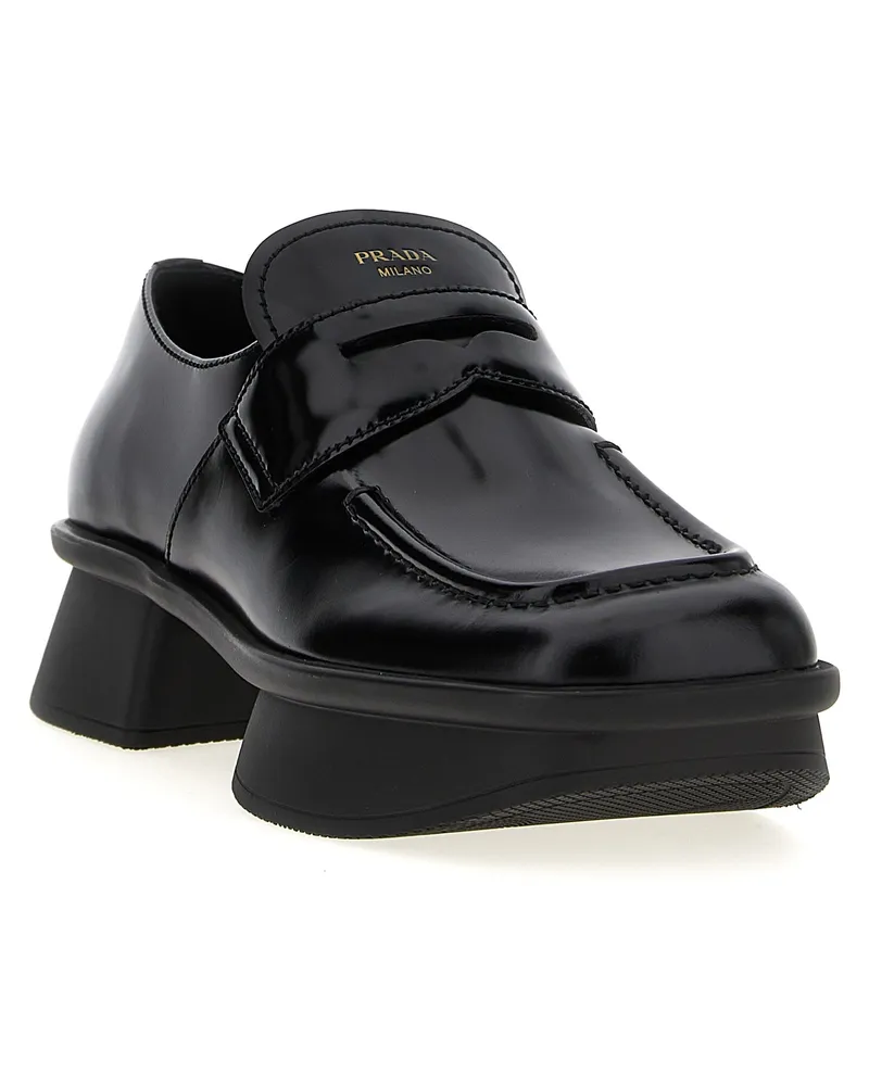 Prada Women's Black Calfskin Slip-On Loafers Black