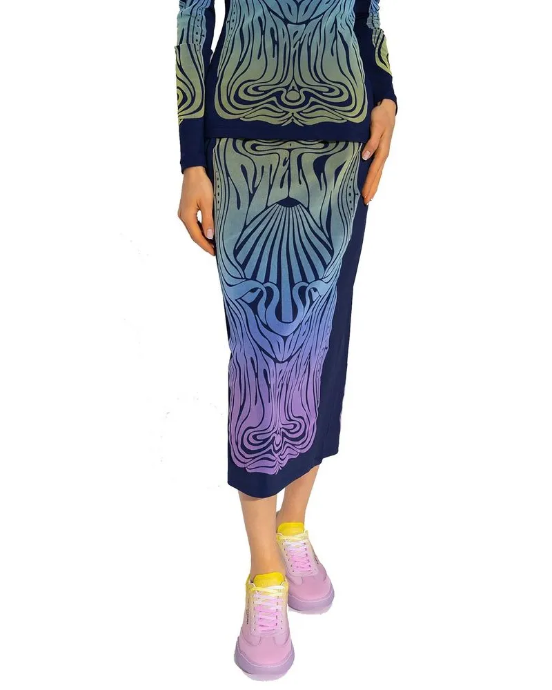 Stella McCartney Women's Blue Polyamide Midi Skirt Blue