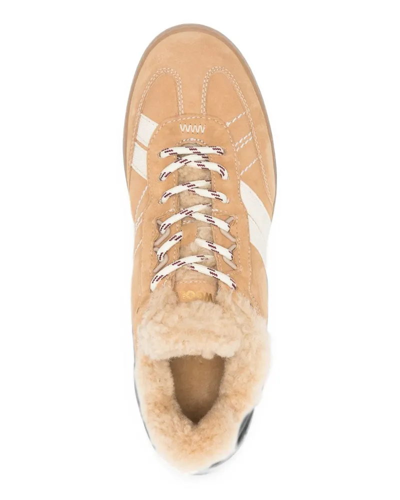 Woolrich Suede and Shearling Sneaker — Beige Beige