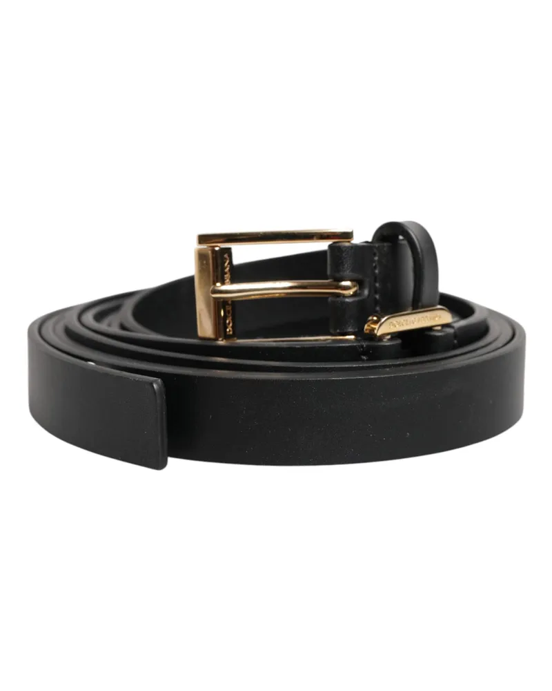 Dolce & Gabbana Men's Black Double Strap Leather Gold Buckle Belt Calf Black