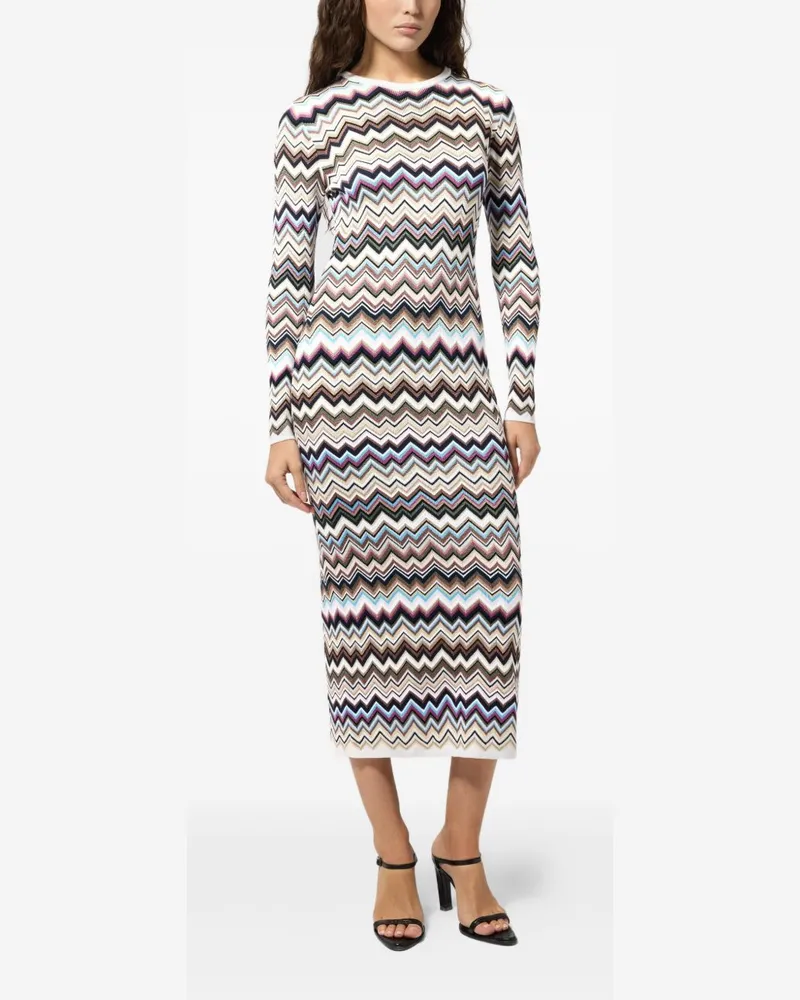 Missoni Women's Midi Dress Multicolour Chevron Knit Viscose Multicolor
