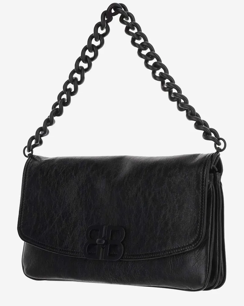 Balenciaga Women's Flap Bag Medium Leather Black Calfskin Handbags Hand Black