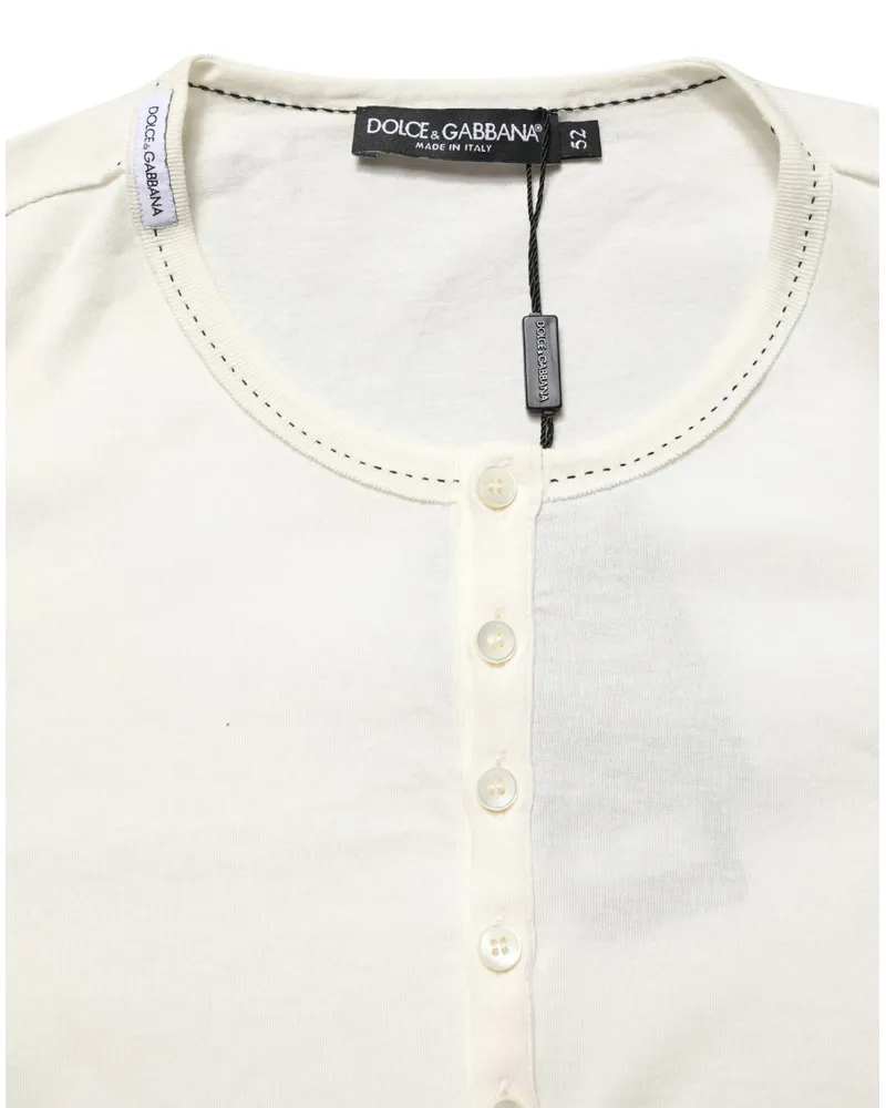 Dolce & Gabbana Men's Henley Pullover Shirt White Cotton White
