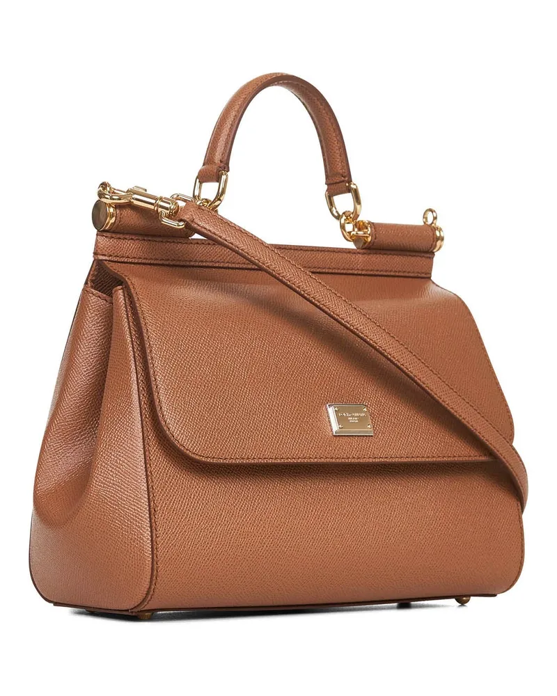 Dolce & Gabbana Women's Handbag Sicily Camel Calf Leather Handbags Hand Bags Camel