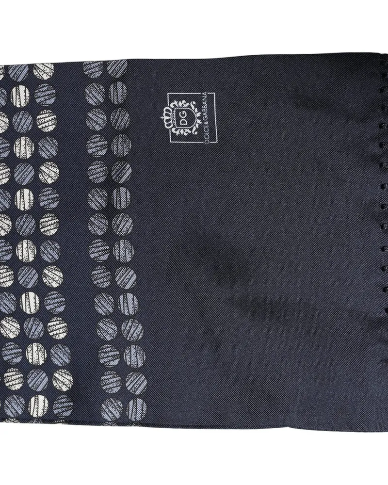 Dolce & Gabbana Geometric Dot Silk Scarf — Navy Navy