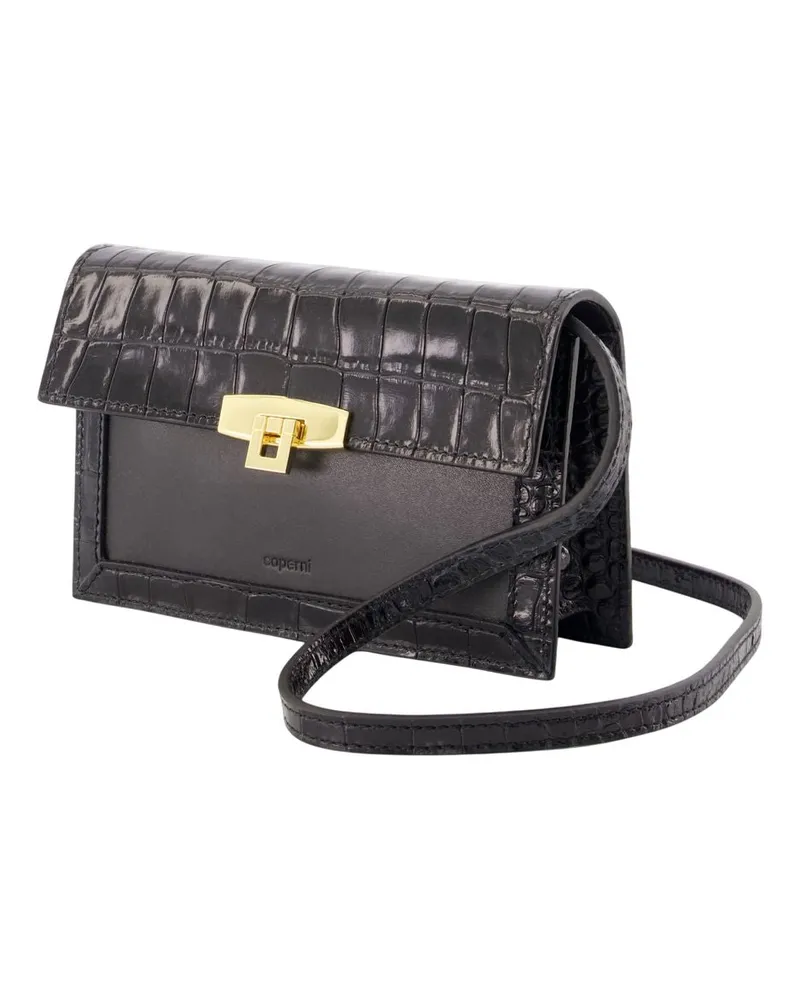 COPERNI Crocodile-Embossed Cowhide Crossbody Bag — Black Black