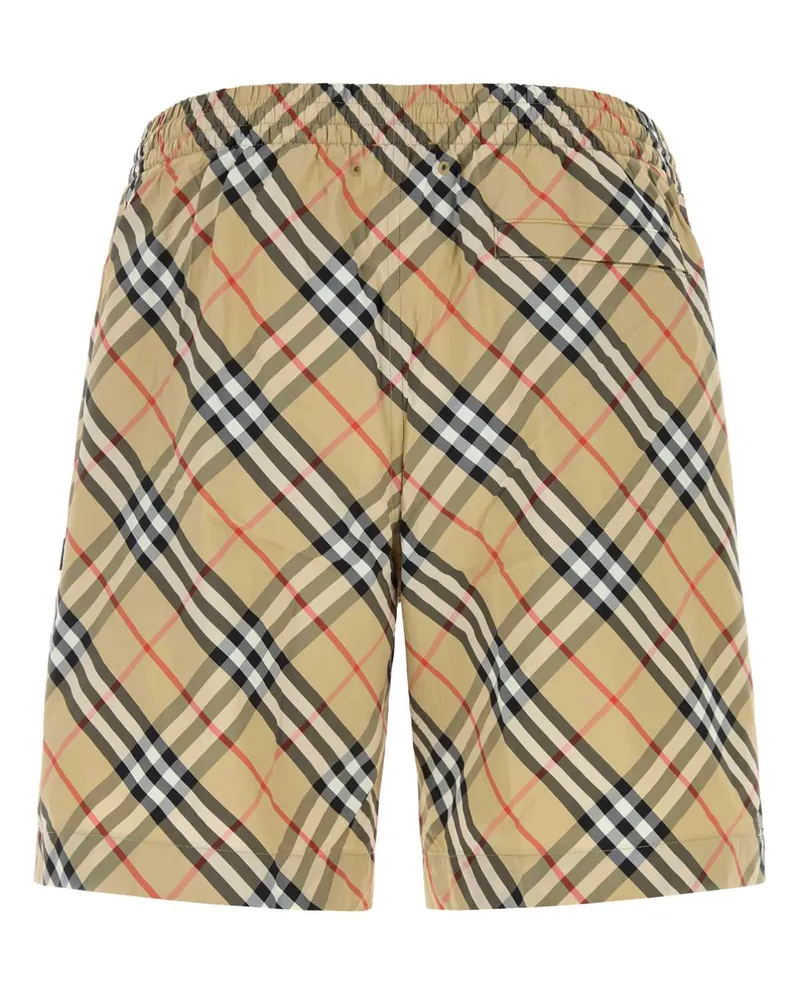 Burberry Men's Embroidered Nylon Swimming Shorts Sandipcheck Costumi Da Bagno Swimwear Beige