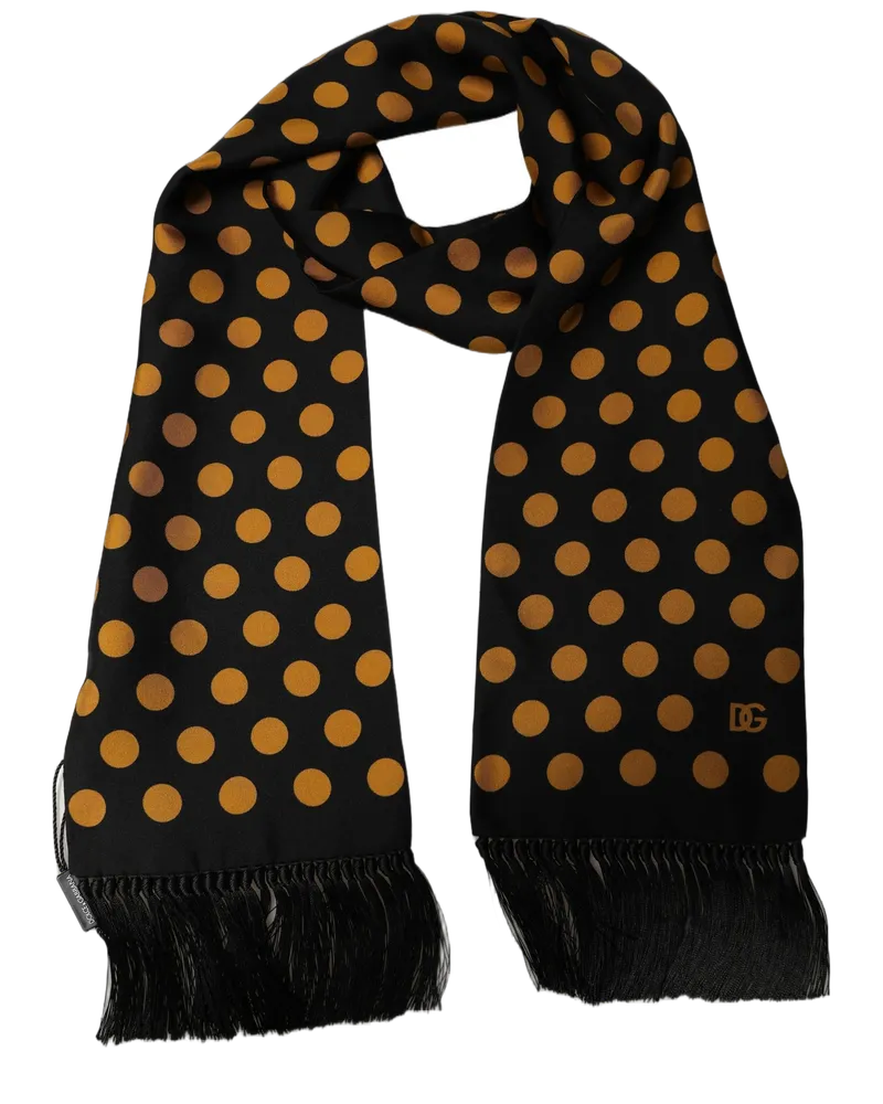Dolce & Gabbana Polka Dot Silk Scarf — Black Black