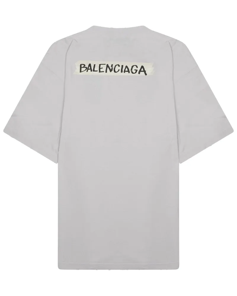 Balenciaga Logo-Print Cotton T-Shirt — White White