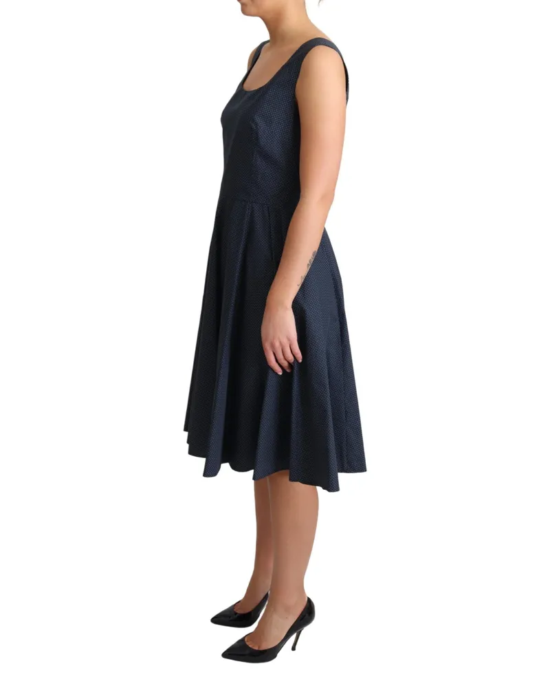 Dolce & Gabbana Women's Blue Polka Dotted Cotton A-Line Dress Blue