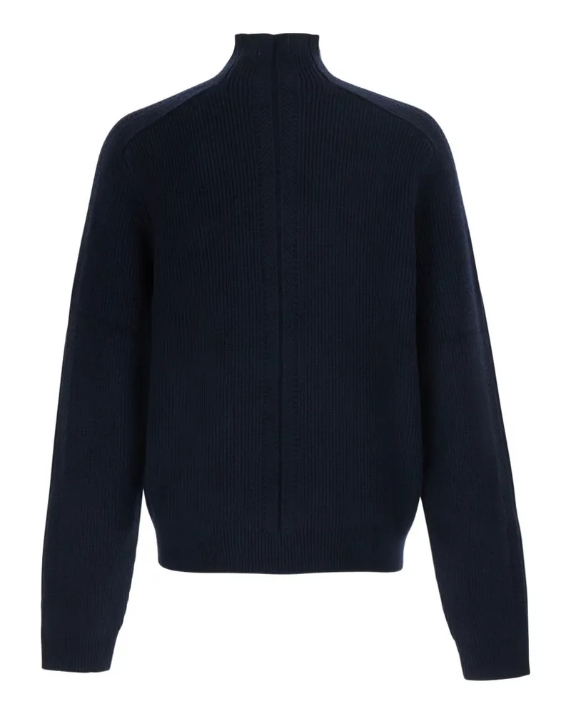 Emporio Armani Ribbed Knit Wool Cardigan — Navy Navy