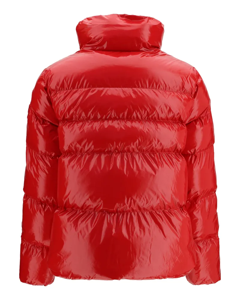 Pinko Women's Glossy Quilted Puffer Jacket Rosso Burgundy Wine Down Coat Red