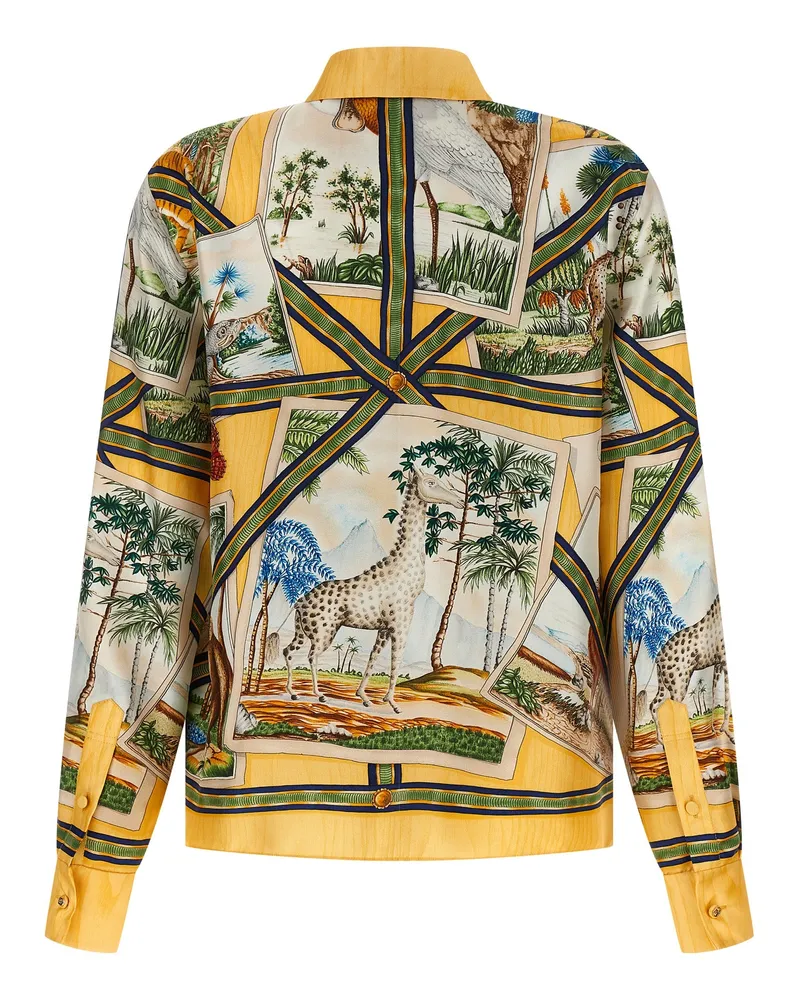 Gucci Silk Twill Print Blouse — Gold Gold