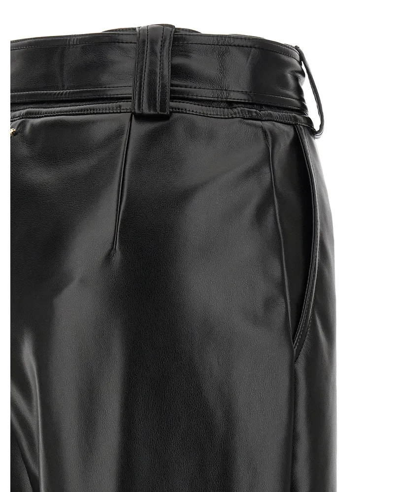 Twin-Set Leather-Effect Coated Trousers — Black Black